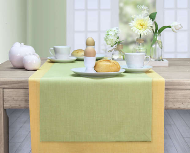 Tischläufer mit Fleckschutz gelb und grün
